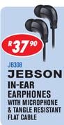Jebson In-Ear Earphones with Microphone & Tangle Resistant Flat Cable JB308