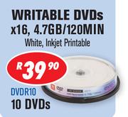 Dixon Writable 10 DVDs x16, 4.7GB/120Min DVDR10