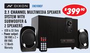 Dixon 2.1 Channel Multimedia Speaker System with Subwoofer & 2 Speakers DN3108DF
