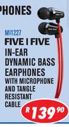 Dixon Five I Five In-Ear Dynamic Bass Earphones with Microphone and Tangle Resistant Cable MI1227