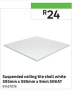 Siniat Suspended Ceiling Tile Shell White-595mm x 595mm x 9mm