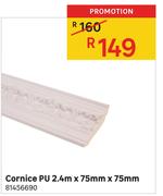 Cornice PU-2.4m x 75mm x 75mm