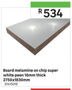 Melamine Board On Chip Super White Peen 16mm Thick 2750 x 1830mm