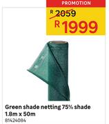 Green Shade Netting 75% Shade-1.8m x 50m