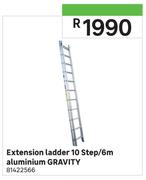 Gravity Extension Ladder 10 Step/6m (Aluminium) 