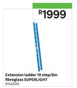 Superlight Extension Ladder 10 Step/6m Fibreglass) 