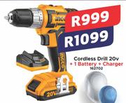 Ingco Cordless Drill 20V + 1 Battery + Charger 162702