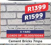 Cement Bricks 7mpa 190465/6-Per 1000 