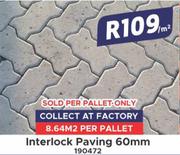 Interlock Paving 60mm 190472- Per Sq Mtr