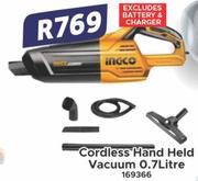 Ingco Cordless Hand Held Vacuum (0.7 Litre) 169366