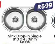 Sink Drop In Single 810 x 430mm 149995