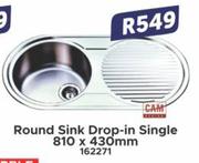 Cam Round Sink Drop In Single 810 x 430mm 162271