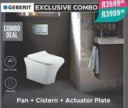 Geberit Pan + Cistern + Actuator Plate Combo