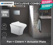Geberit Pan + Cistern + Actuator Plate Combo