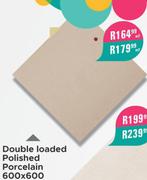 Double Loaded Polished Porcelain 600 x 600-Per Sqm