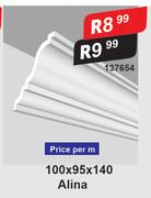Alina Ceiling Cornice 8m Per Pack-100 x 95 x 140