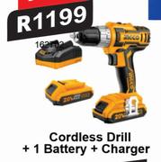 Ingco Cordless Drill + 1 Battery + Charger