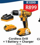 Ingco Cordless Drill + 1 Battery + Charger
