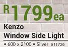 Kenzo Window Side Light Silver-600 x 2100 Each
