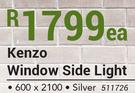 Kenzo Window Side Light Silver-600 x 2100 Each