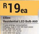 Ellies Residential LED Bulb A60-Each