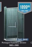 Pentagon Frameless Shower-900 x 900