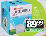 Spar UHT Long Life Milk (Full Cream, Low Fat or Fat Free)-6 x 1Ltr