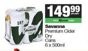 Savanna Premium Cider Dry Cans-6 x 500ml Per Pack