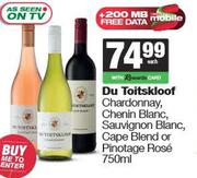 Du Toitskloof Chardonnay,Chenin Blanc Sauvignon,Cape Blend Or Pinotage Rose-750ml