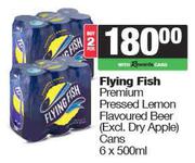 Flying Fish Premium Pressed Lemon Flavoured Beer (Excl Dry Apple) Cans-For 2 x 6 x 500ml