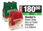 Hunter's Real Cider Dry or Gold Handies-For Any 2 x 6 x 330ml