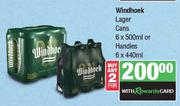 Windhoek Lager Cans 6 x 500ml Or Handies 6 x 440ml-For 2