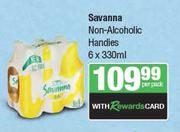 Savanna Non Alcoholic Handies-6 x 330l Per Pack