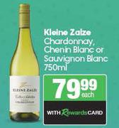 Kleine Zalze Chardonnay, Chenin Blanc Or Sauvignon Blanc-750ml Each