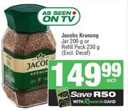 Jacobs Kronung Jar 200g Or Refill Pack 230g-Each