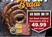 Jan Braai Original Boerewors-500g Per Pack