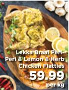 Lekka Braai Peri Peri & Lemon & Herb Chicken Flatties-Per Kg