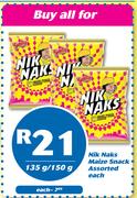 Nik Naks Maize Snack 135g/150g-For All 3