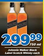 Johnnie Walker Black Label Scotch Whisky 750ml-Each