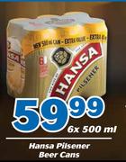 Hansa Pilsener Beer Cans-6X500ml