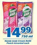 Handy Andy Cream Refill Pouch 750ml-Each