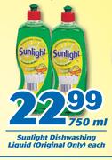 Sunlight Dishwashing Liquid(Original Only) 750ml-Each