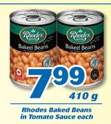 Rhodes Baked Beans In Tomato Sauce 410g-Each