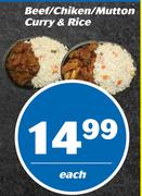 Beef/Chicken/Mutton Curry & Rice-Each