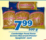 Cambridge Food Pasta Screw/Macaroni/Penne/Spaghetti 500g-Each