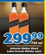 Johnnie Walker Black Label Scotch Whisky 750ml-Each