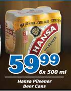 Hansa Pilsener Beer Cans-6X500ml