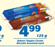 Bakers Topper Cream Biscuits 125g-Each