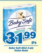 Baby Soft Mini 2-Ply Toilet Rolls-9's