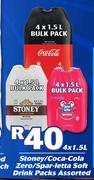 Stoney/ Coca-Cola Zero/ Spar-Letta Soft Drink Packs-4x1.5Ltr